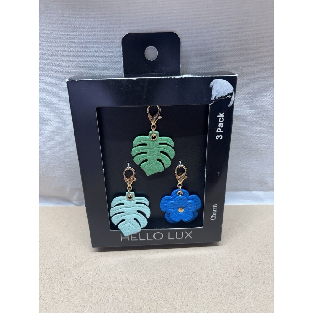 Hello Lux 3 Pack Plant Charms Leaf Flower Bag Keychain Wristlet New